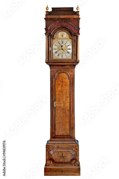 Obraz tall longcase grandfather clock in walnut wood 