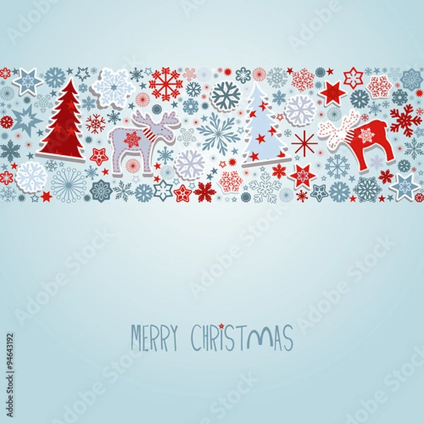 Obraz Merry Christmas. Blue Christmas vector elements. 