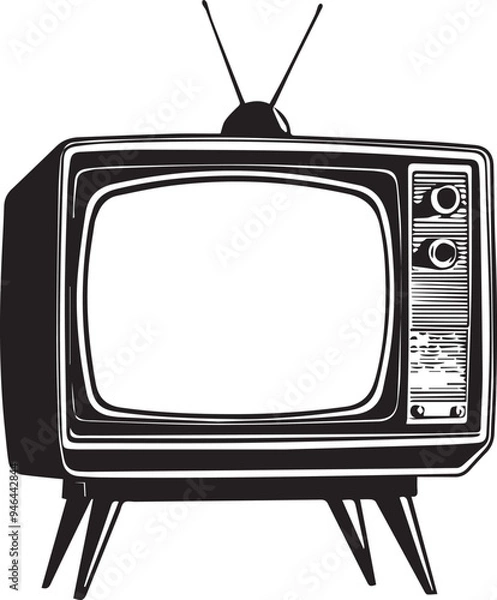 Fototapeta Vector image of an old TV on a white background