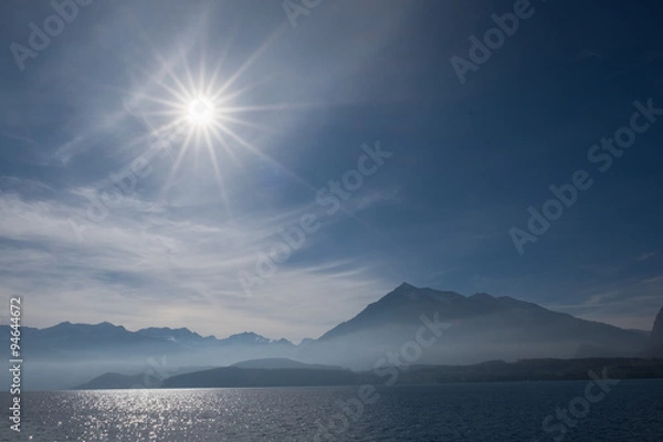Obraz Sonnenstrahlen über dem Thunersee
