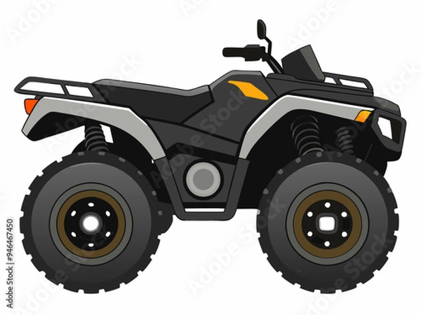 Fototapeta Black ATV on White Background Vector Art Illustration