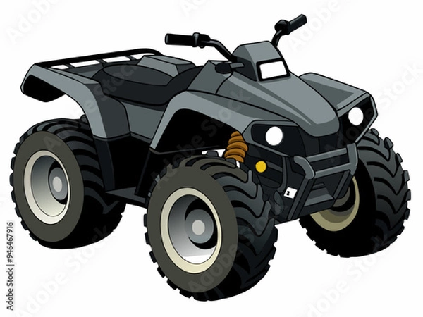 Obraz Black ATV on White Background Vector Art Illustration