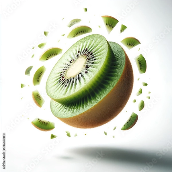 Fototapeta "Vibrant Kiwi Slice in a Dynamic Explosion"