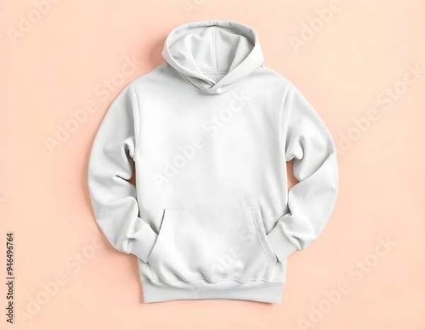 Fototapeta A blank hoodie mockup on a smooth pastel pink background, with soft shadows creating depth beneath the hoodie create with ai