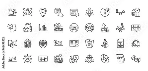 Fototapeta Good mood, Technical info and Balance line icons pack. AI, Question and Answer, Map pin icons. Legal documents, Ethics, Dj controller web icon. Message, Pickup, Event click pictogram. Vector