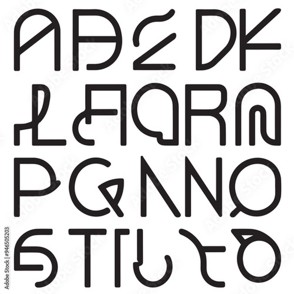 Obraz hand drawn alphabet letters. custom font with clean and modern lines
