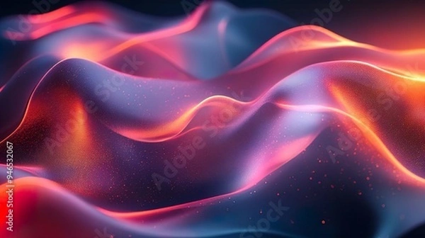 Fototapeta Glowing digital waves in bright neon ideal for bold and futuristic designs