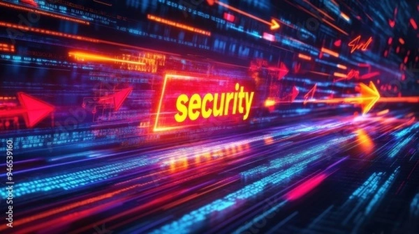 Fototapeta A digital firewall cybersecurity