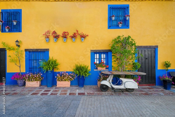 Obraz Fragment of the old town of the beautiful town of Marbella - a city located in southern Spain, near Malaga in Andalusia. The photo was taken on June , 2024