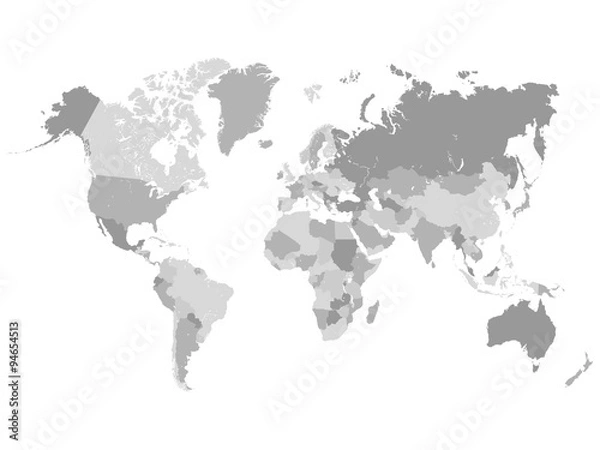 Obraz Grayscale World Map Illustration