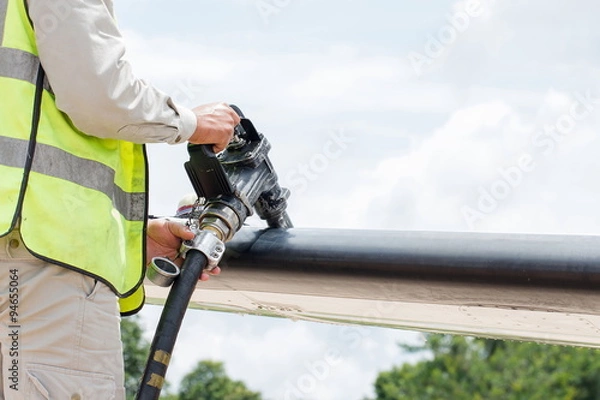 Fototapeta Refuel the small plain in close up