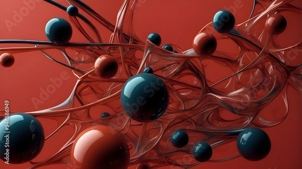 Fototapeta Abstract 3d shape against red background