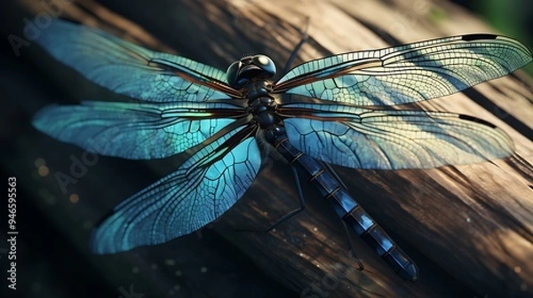 Fototapeta A detailed and realistic view of a dragonfly's wings, portraying the subtle hues and fine textures that make these wings a marvel of nature, all in