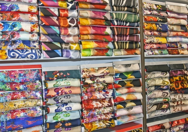 Obraz Fabric patterns in textile shop