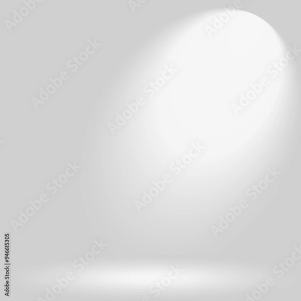 Fototapeta Clean White Gradient Background for Product Photography, Ideal for Modern Designs and Minimalist Aesthetics. Empty Pedestal Background with Soft Spotlight