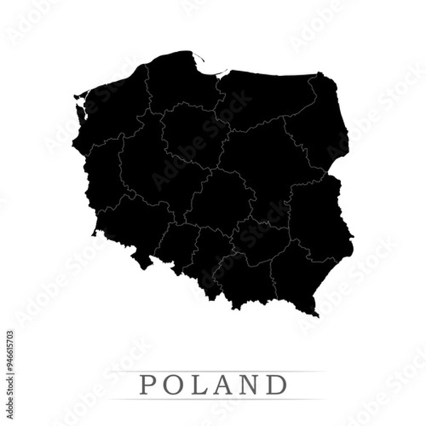 Fototapeta Poland map on white background vector. Administrative regions of Poland
