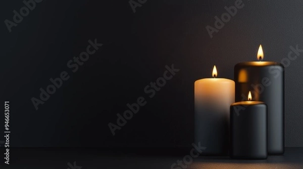Fototapeta Glowing candles in a dark room, creating a warm and intimate atmosphere, cozy glowtime, peaceful and relaxing