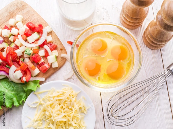 Fototapeta Omelette ingredients.