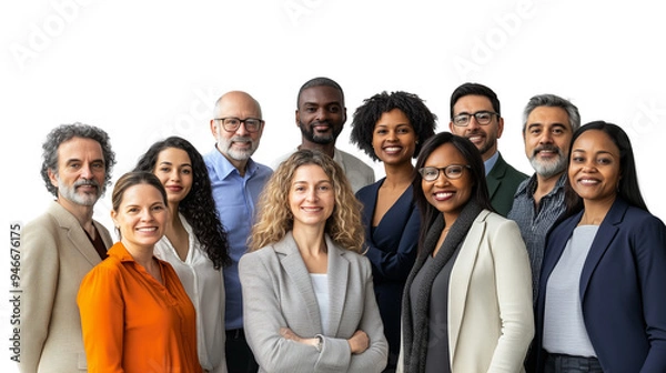 Fototapeta  A diverse group of corporate employees engaged in a meeting , on a transparent backgrounds
