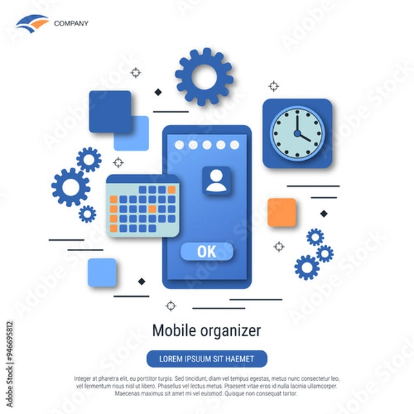 Obraz Mobile organizer flat style vector concept illustration
