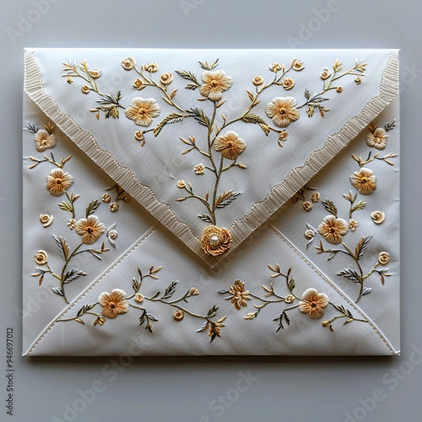 Fototapeta beautiful letter cover decorated with flowers. generative ai