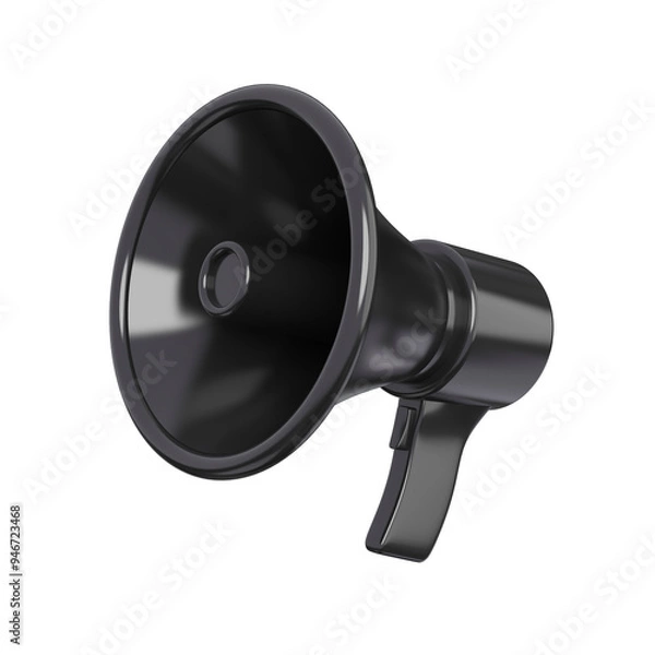 Obraz Black megaphone isolated. Black Friday and sale event concept. 3d rendering.