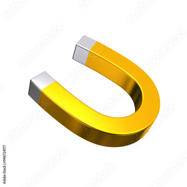 Obraz Huge magnet gold and silver isolated. Social media marketing concept. 3d rendering.