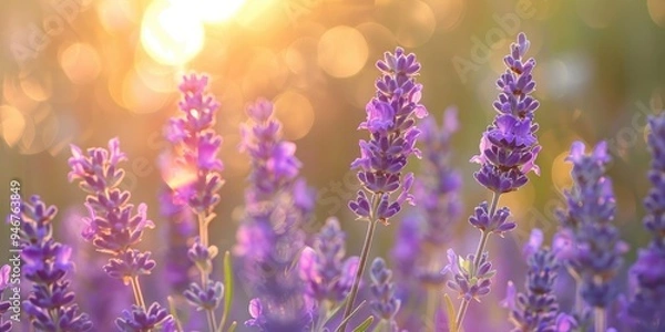 Fototapeta Photo of lavender plant flowers with shallow depth of field