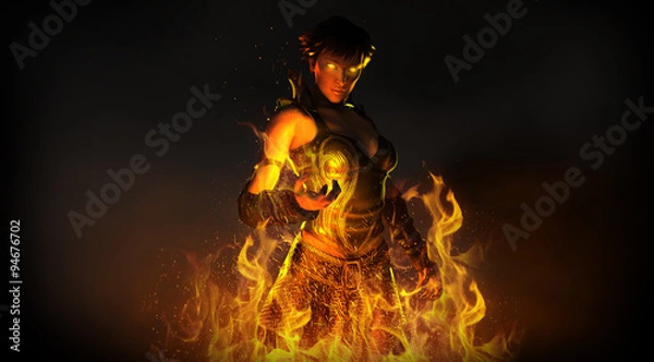 Obraz Wizard woman summoning fire