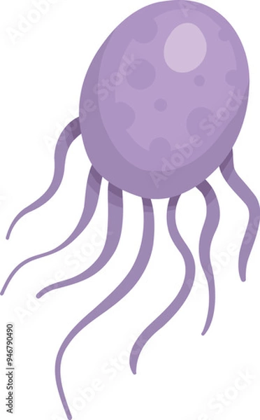 Fototapeta Cartoon bacteria mascot. Virus character, bacterias with funny face. Color microbe and disease virus isolated vector illustration. Monster creature organism, bacteria and microbe