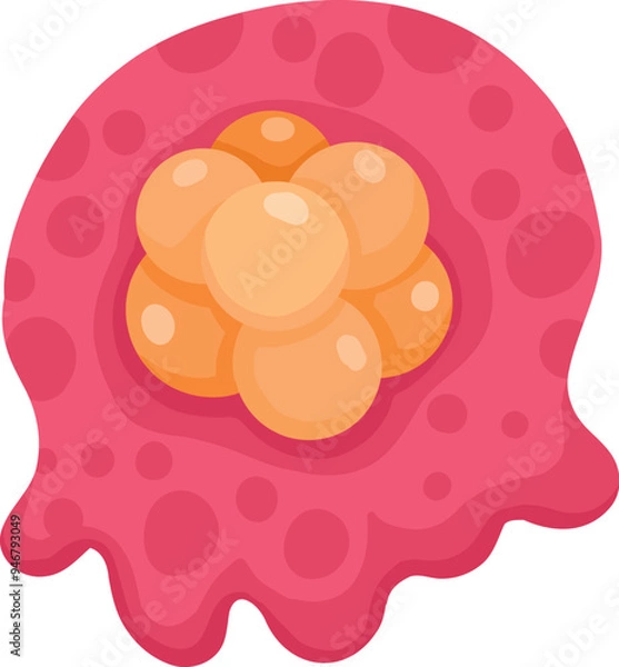 Fototapeta Cartoon bacteria mascot. Virus character, bacterias with funny face. Color microbe and disease virus isolated vector illustration. Monster creature organism, bacteria and microbe