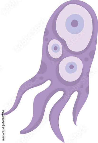Fototapeta Cartoon bacteria mascot. Virus character, bacterias with funny face. Color microbe and disease virus isolated vector illustration. Monster creature organism, bacteria and microbe