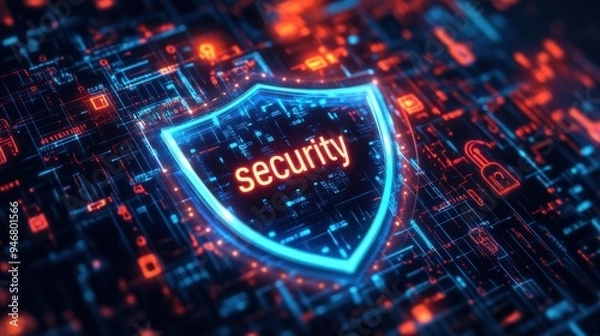 Obraz Cybersecurity Shield - Cyber Attack Prevention