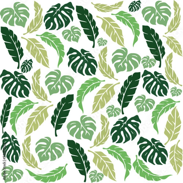 Fototapeta seamless pattern with green leaves