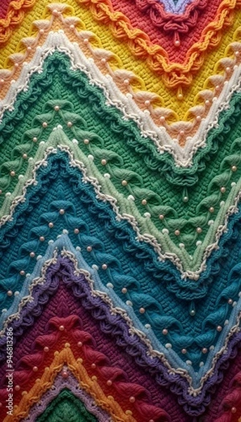 Fototapeta Colorful zigzag pattern with texture shades 