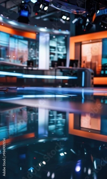 Fototapeta Newsroom background: the dynamic environment where stories unfold, the flow of information, and the technology driving modern news dissemination.