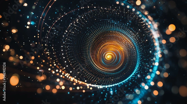 Fototapeta Abstract digital spiral line background electromagnetic wave background Innovation digital  background information technology background The background is the background. gradient wave digital wave 