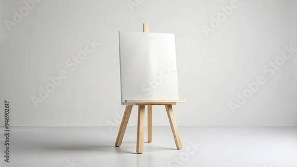 Fototapeta Elegant white canvas mockup on a pure white background, perfect for showcasing artwork, designs, or products in a clean and minimalist isolated environment.
