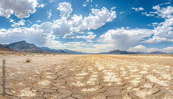 Obraz panoramic view of nice hot Nevada desert dry soil