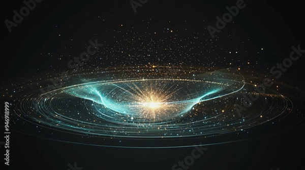 Fototapeta Abstract light explosion and network points, dot, earth's surface, digital background Innovation network points Earth's surface wave background digital wave information technology background