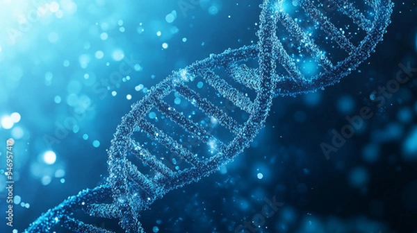 Fototapeta DNA structure, abstract background. Blue DNA double helix