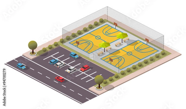 Obraz Vector Isometric Basketball Field