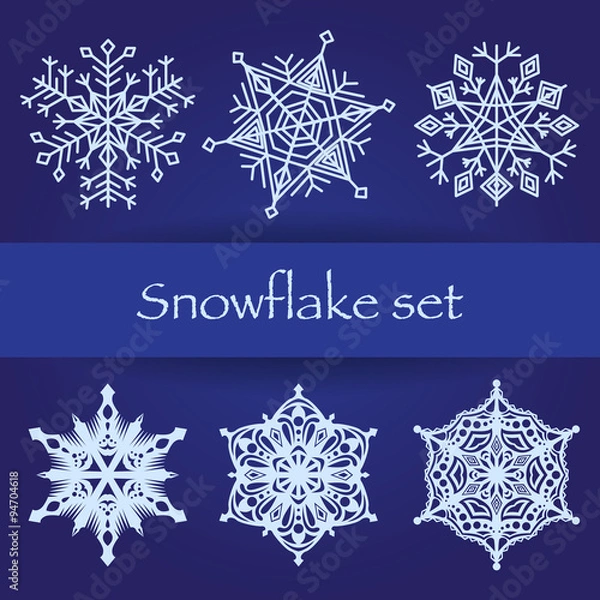 Obraz Set of diferent paper snowfakes.