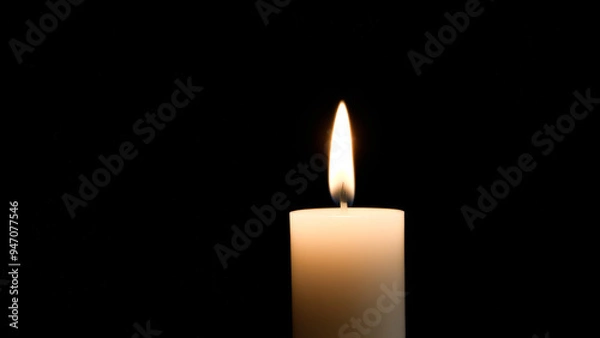 Obraz Single Candle Flame in Darkness