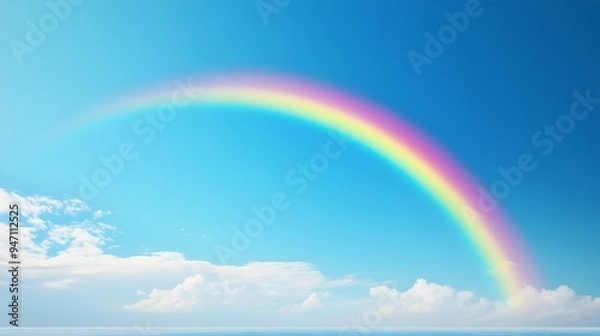 Fototapeta Vibrant and Colorful Conceptual Image of a Bright Rainbow Arching Across the Sky Representing Happiness Positivity and Uplifting Emotions