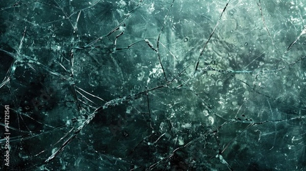 Fototapeta Grungy cracked glass texture, an industrial and edgy design element for various creative projects.