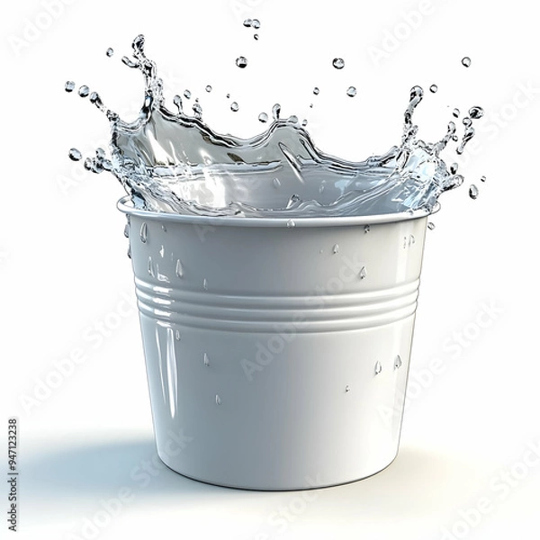 Fototapeta White Bucket with Water Splash
