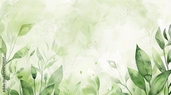 Fototapeta Stunning Green Beautiful Simple Watercolor Background: A Serene and Elegant Visual Masterpiece. Showcasing the Charm of Soft Colors and Minimalist Design.