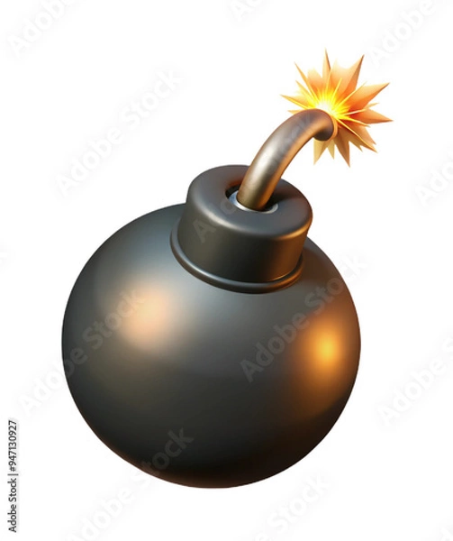Fototapeta bomb with burning fuse isolated