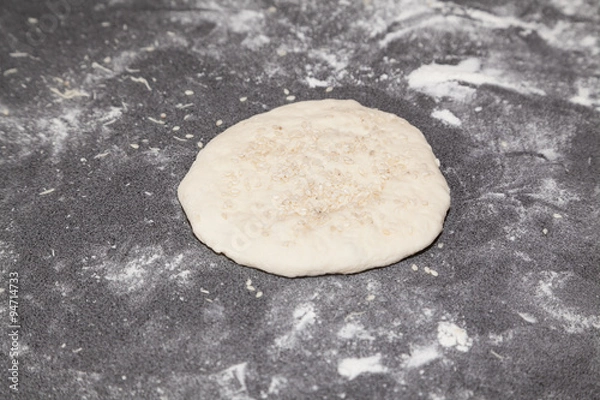 Obraz Flour dough bhatura preparation on table